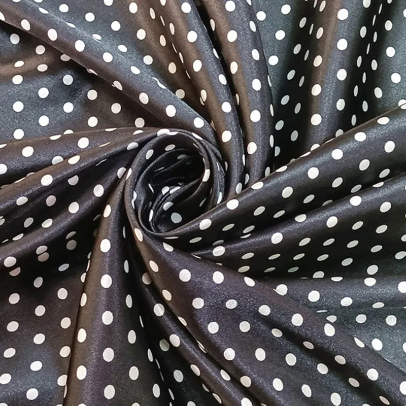 Polka Dot Print Fabric 100% polyester Satin Fabric Silk Fabric For Dress Shirt Manufacturer Wholesale