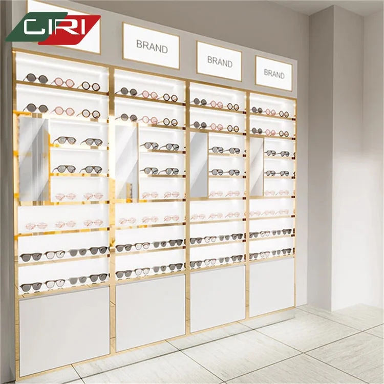 CIRI Wall Mount Glasses Display Cabinet Display Rack Wood Glasses Display Case for Retail Optical Shop