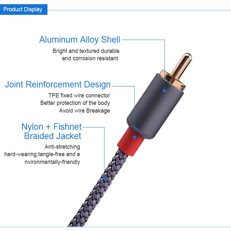 Plated Jack Speaker Nice Good Feedback Audio 2rca To 2rca Cables Y Factory Price 6 Ft Rca Plug Wire Cable
