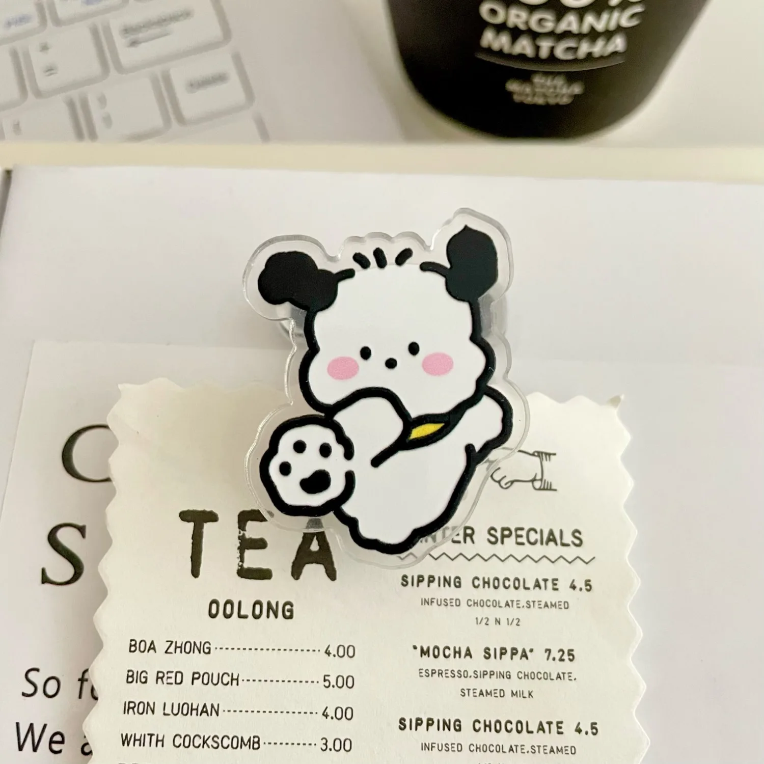 Acrylic Crafts Custom Bill Menu Clips For Shop Cartoon Cute Pochacco Dog Design Note Paper Clips Promotional Stationery For Kids
