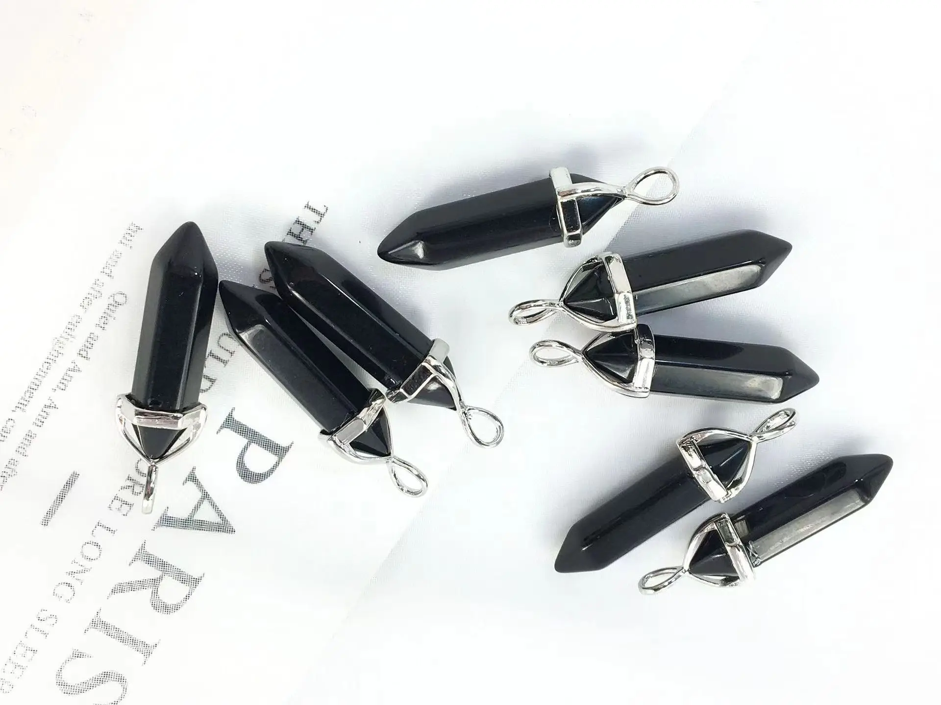 Wholesale natural crystal bullet head necklace hexagonal pendulum necklace DIY gemstone crystal jewelry popular