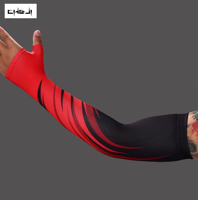 
CHEJI New Type Cycling Arm Sleeves Sun Protection Running Golf MTB Bicycle Fingerless Gloves Arm Warmer 