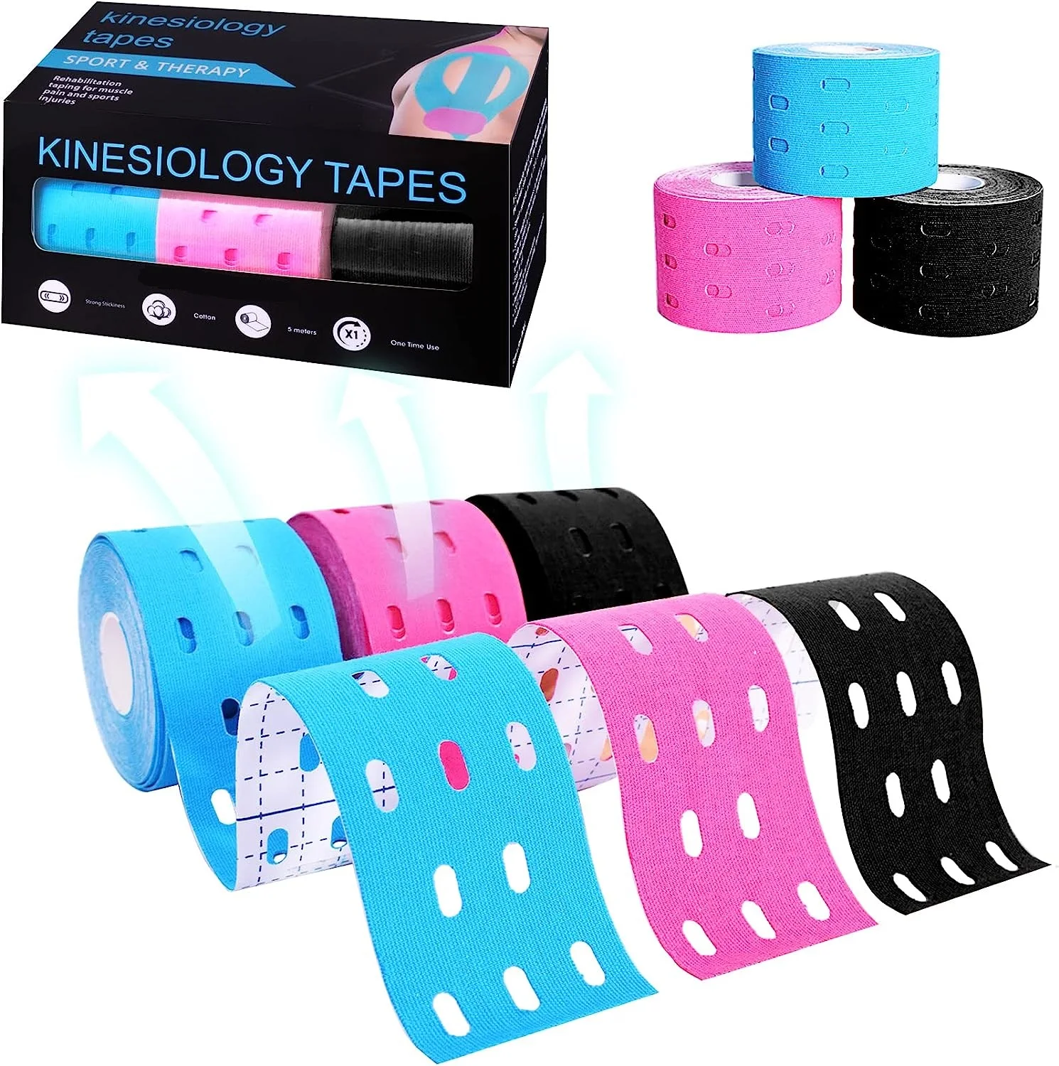 Best Quality Waterproof  Breathable Perforated  Kinesiology Tape For Sport And Recovery