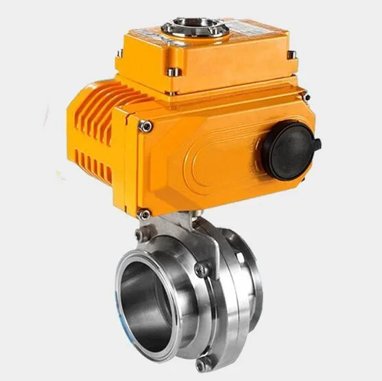 316L Stainless Steel Smart Motorized Electric Motor Operated Food Sanitary Grade Inox Tri Clamp Butterfly Valve