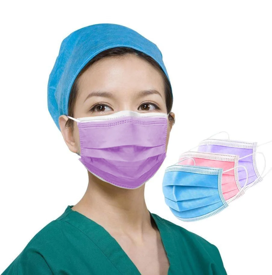 Purple Manufacturer Supplies Stretchable Filter Small Particles Dust 3ply Civil Face Mask Custom Wholesale Disposable Face Mask