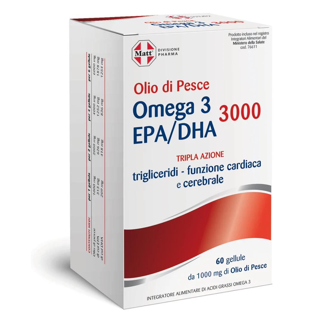 Made In Italy Cardiac Function And Triglycerides Omega 3 EPA/DHA 3000 Softgel Capsule Fish Oil For Adults