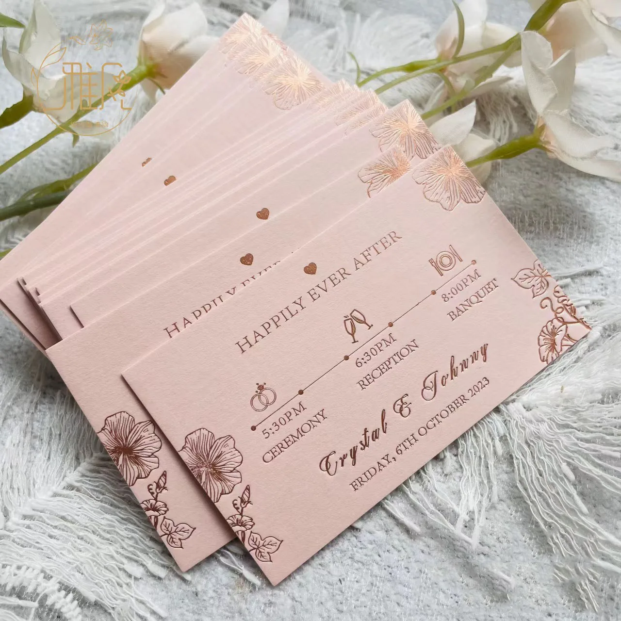 Simple retro luxury fashion service after-sales greeting pink custom paper thank you cards for small business with envelopes