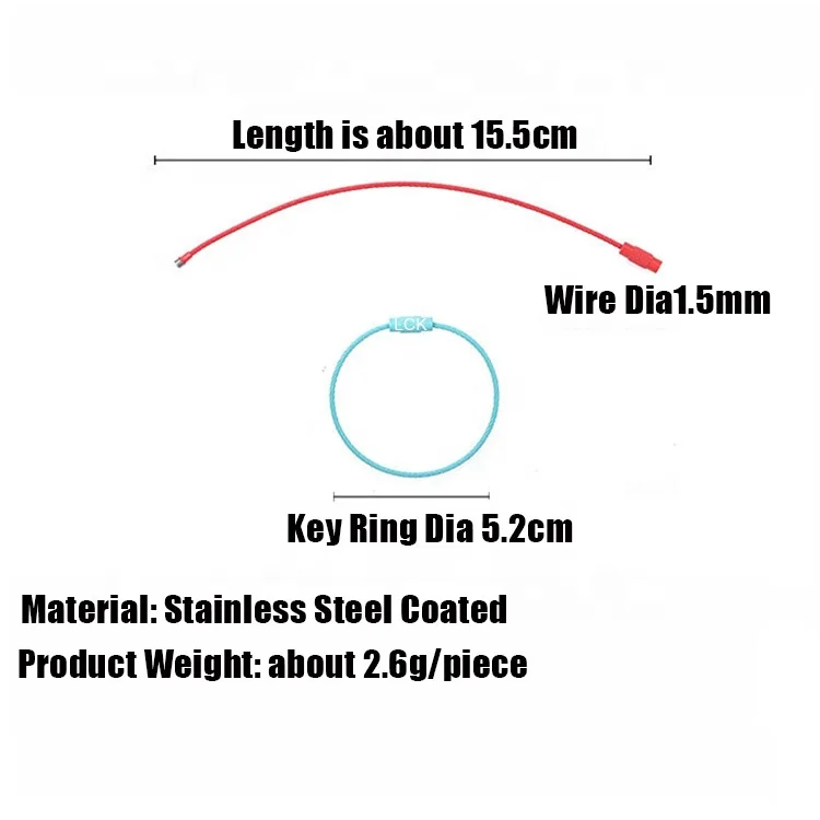 Stainless Steel Cable Key Ring Color Coated Wire Key Rings