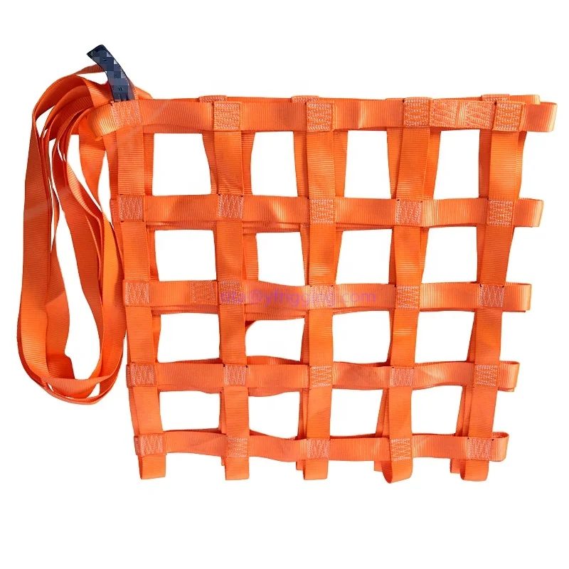 Polyester  Shipping Truck Cargo Webbing Net With Grommet/Cam Buckles/Snap Hooks for Luggage Pulling/Lifting