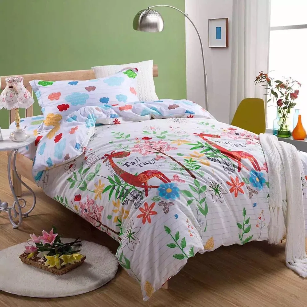 China supplier 100% polyester print sabanas bedding set cartoon quilted kids bed