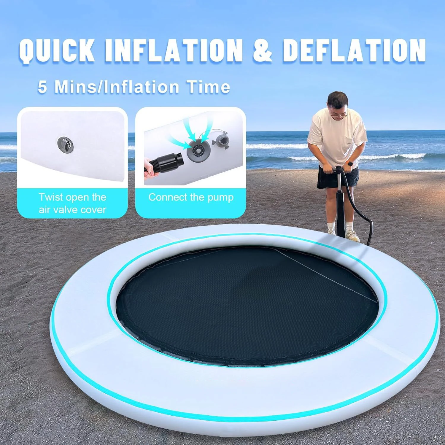 Manufacturer Custom Floating Dock with Mesh Inflatable Water Hammock Round Floating Water Platform