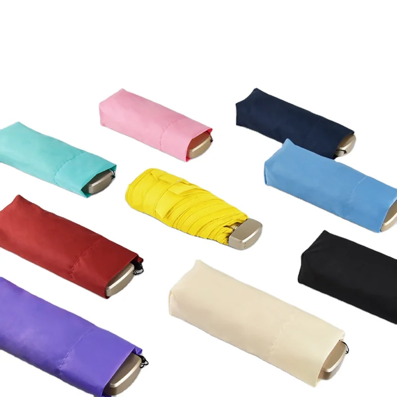 Wholesale mini umbrella manual capsule can custom uv protection lady small five folding umbrella sun and rain