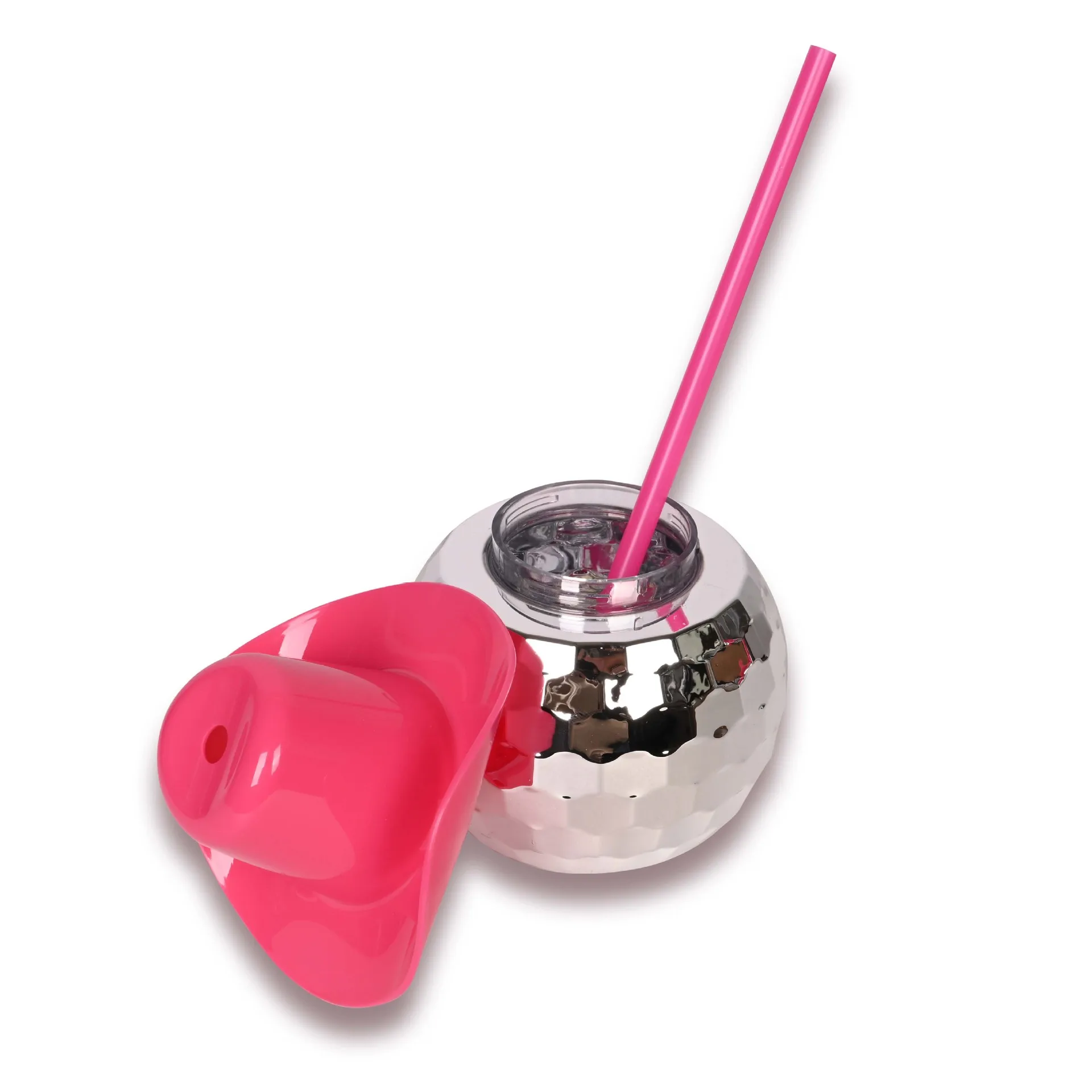 Creative New Disco Ball Drinking Cup With Straw for Party Custom Logo Cowgirl Hat Lids Plastic Disco Ball Cup