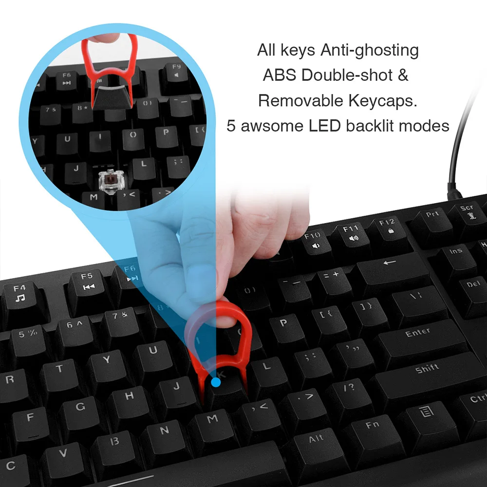 Mechanical Switches Strong Adjustable Tilt Legs Full Size 104 Keys Mechanical Illuminated Keyboard