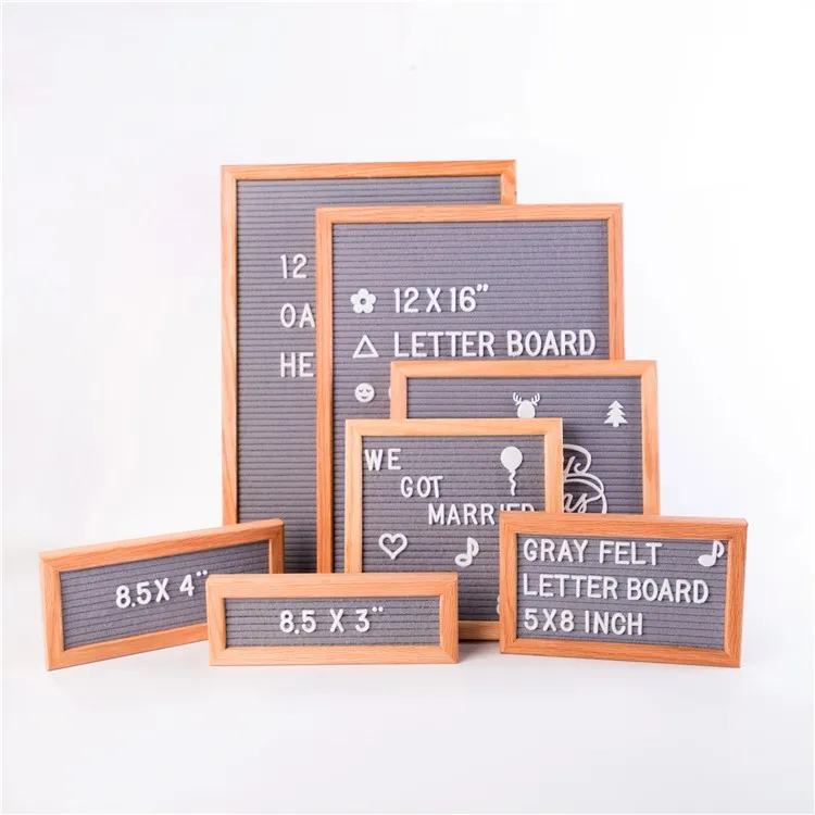 Customize Oak Frame Felt Letter Board With Changeable plastic Letters