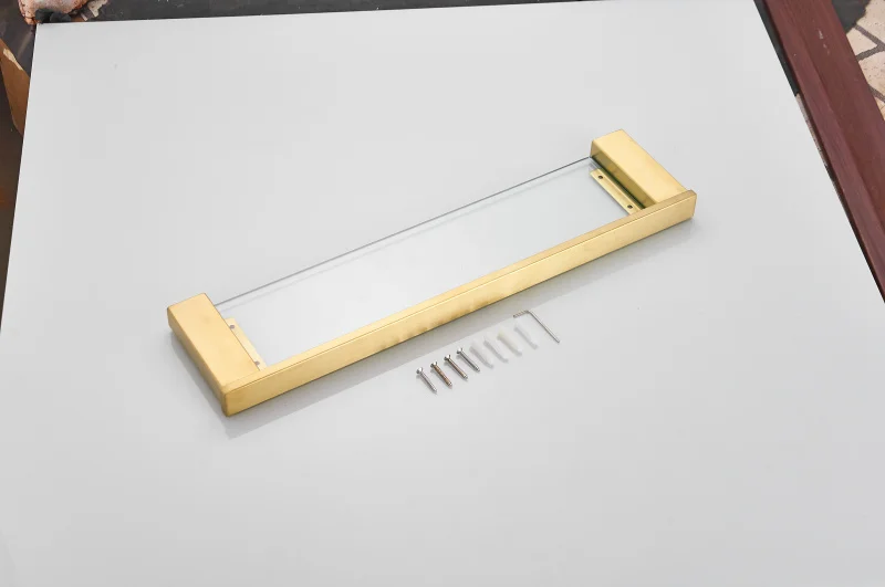 gold brush bathroom accessories Cosmetics glass Shelves