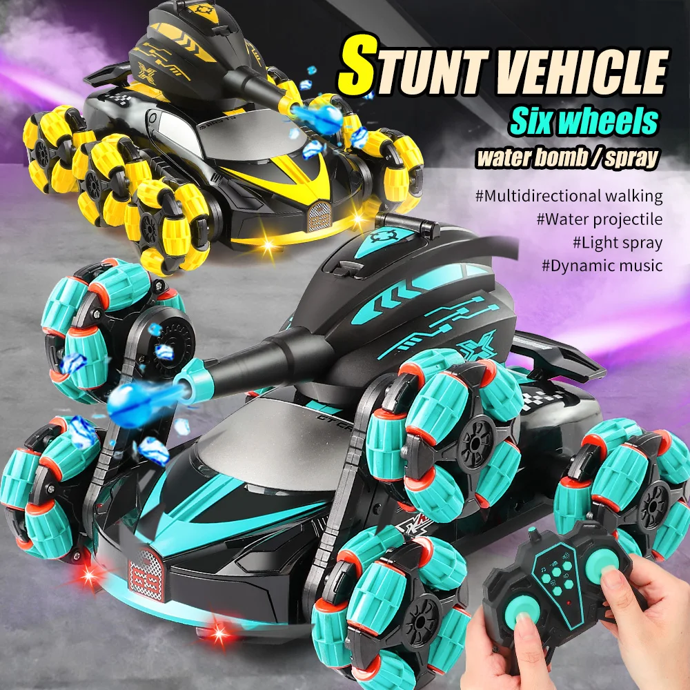 2.4G 8-pass Can Launch Water Bomb Remote Control Tank Hot Sale Radio Control Stunt Car With Spray RC Tank Drift Car For Kids