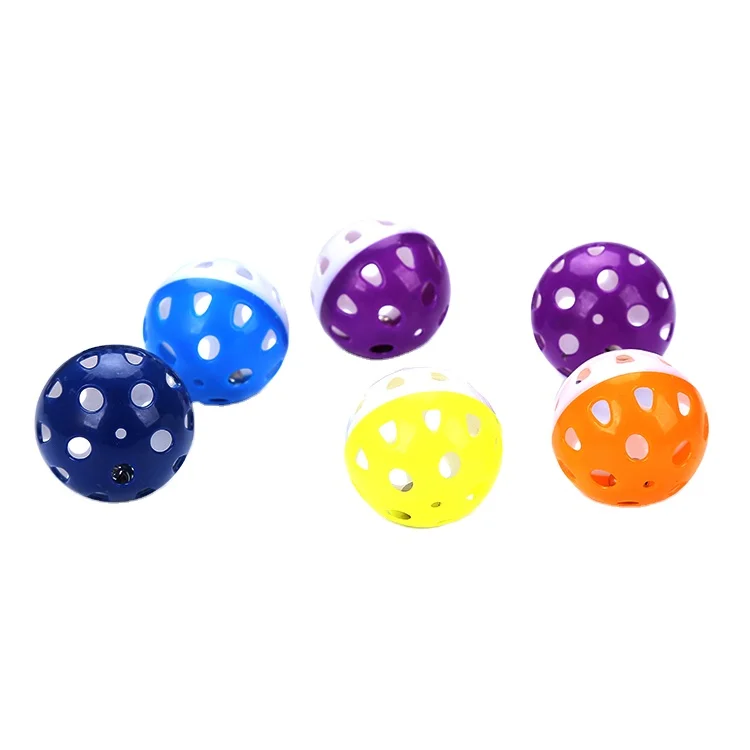 
Colourful pet kitten play plastic balls cat toys bell pet training ball cat toys 
