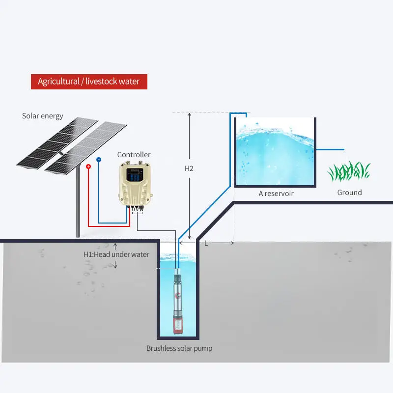 Zheming Pecher Pompe De Forage 24Vdc Deep Well Solarbwater Borehole Pump Solar Pumping Systems
