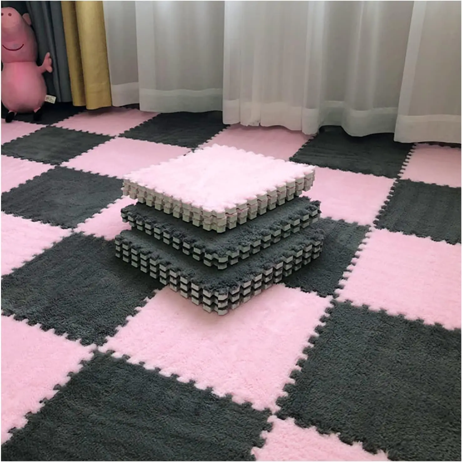 Children crawling playing Soft Plush keeping warm protection EVA foam puzzle tatami carpet