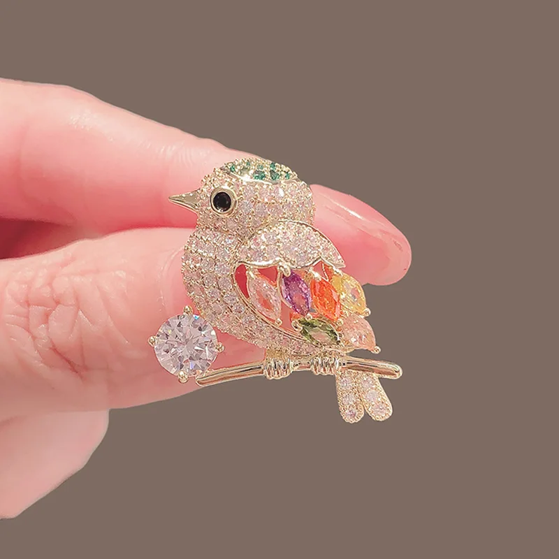 Fashion New Trendy Crystal Magpie Bird Pin Broach Brooches