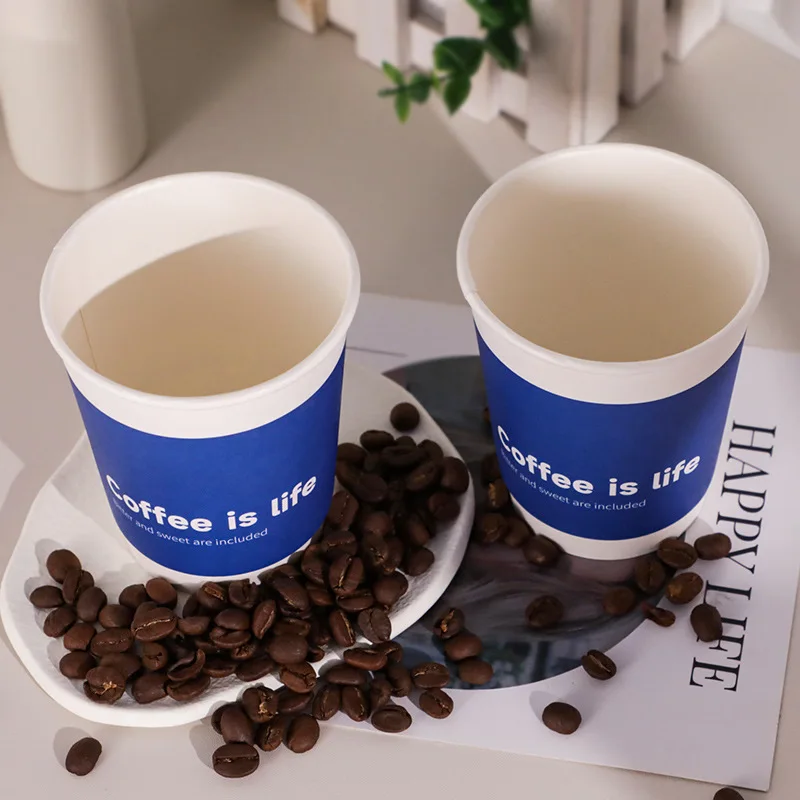 50pcs Disposable Coffee Cups Insulation Takeaway Double-Layer Paper Cup Disposable with Lid