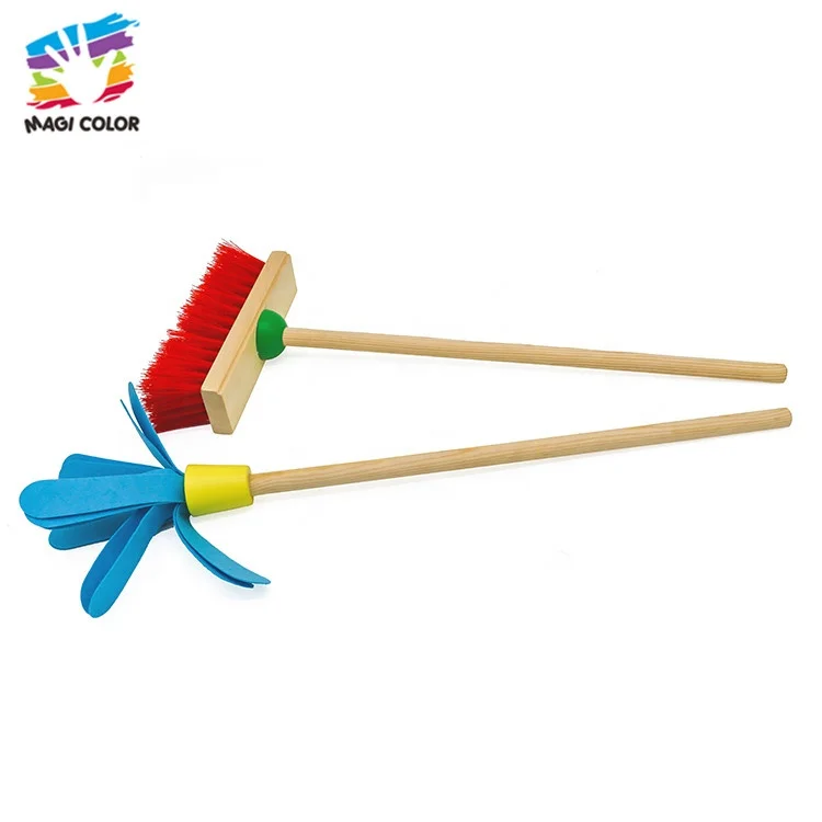 OEM / ODM kids wooden cleaning trolley toy for pretend play W10D200