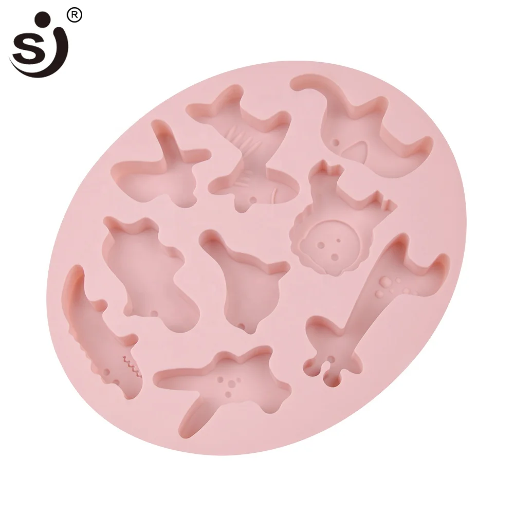 Cartoon funny gummy candy fondant diy mould 3d animal dinosaur lion giraffe hippo  crocodile elephant shaped silicone mold