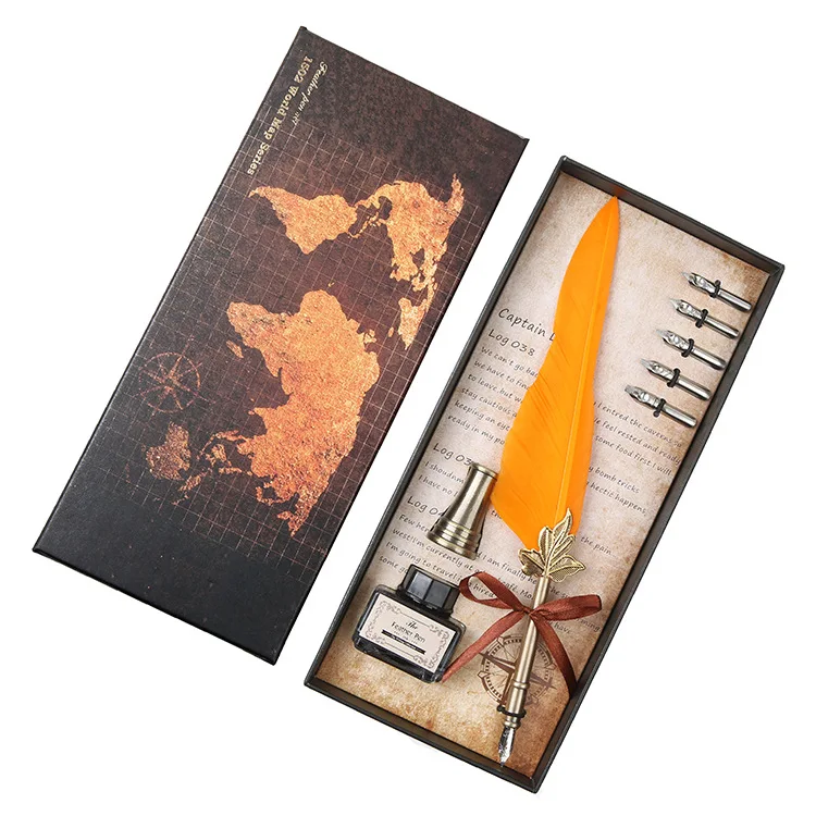 Gift Set Quill Feather Calligraphy Fountain Pen Beautiful Personalized Luxury Other Metals