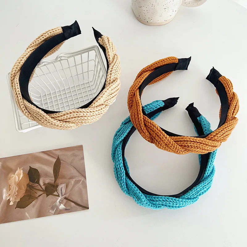 4cm Wide Acrylic Yards Braided Headbands For Women Big Plait Hairbands Hair Hoops For Girls Hair Accessories