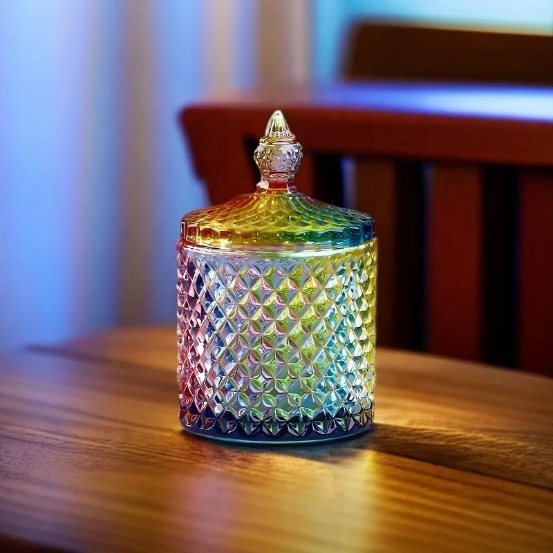 Home Interior Decoration Scented Candles Vessel With Glass Dome Lid