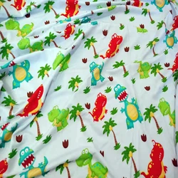 Kids Dino Style Custom Printed Bamboo Jersey Knit Lycra Fabric For Wholesale