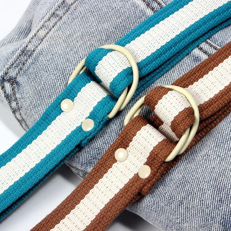 High Quality vitality Canvas belt for men/women Alloy Double ring buckle Non-porous Design Korean simplicity waist belt