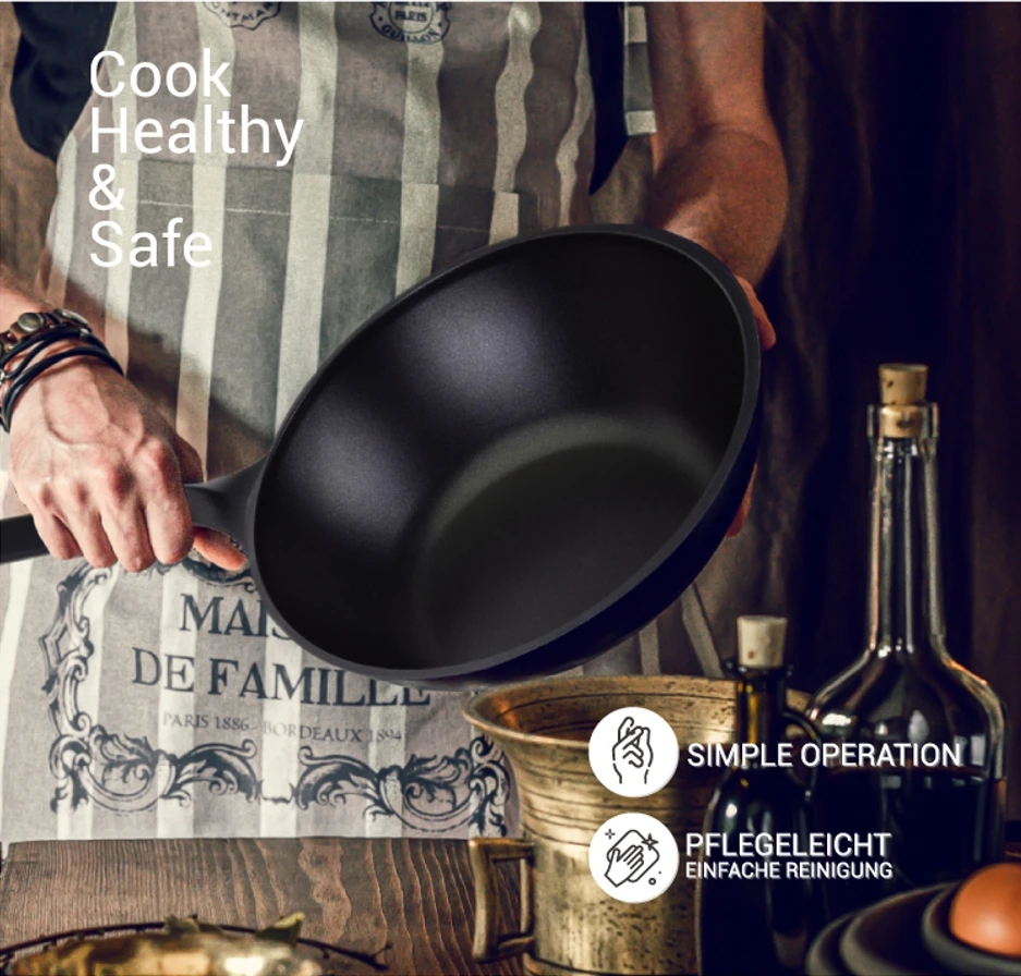 Fast Shipping Fry Pan Casseroles With Glass Lid 8Pcs Black Die Cast Aluminum Nonstick Cookware Sets With Color Box