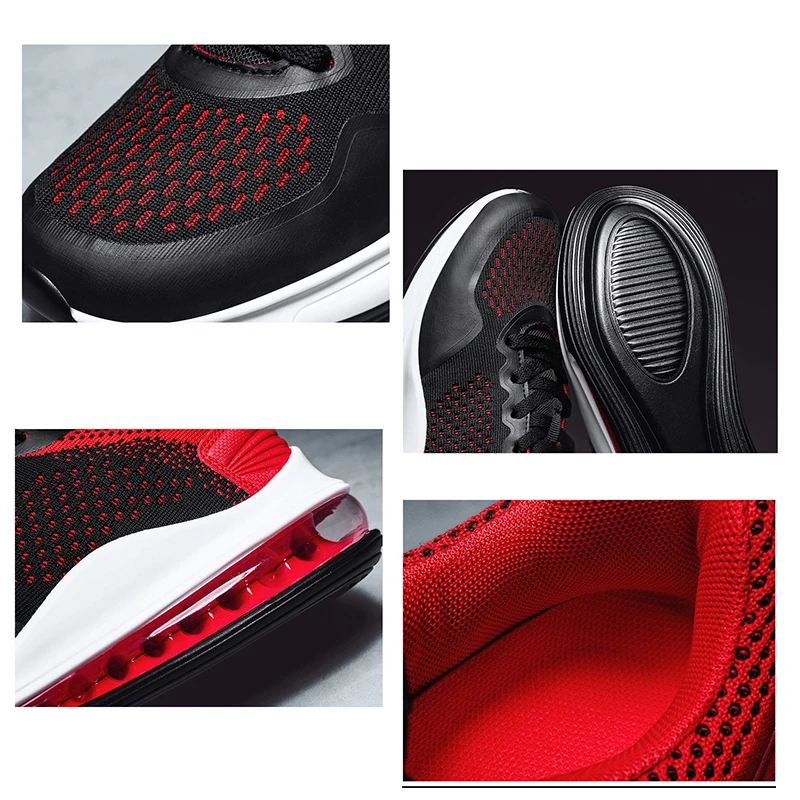 2022 New Black Breathable Knitting Fashion Sneakers Brand Casual Marathon Sport Custom Mens Running Shoes