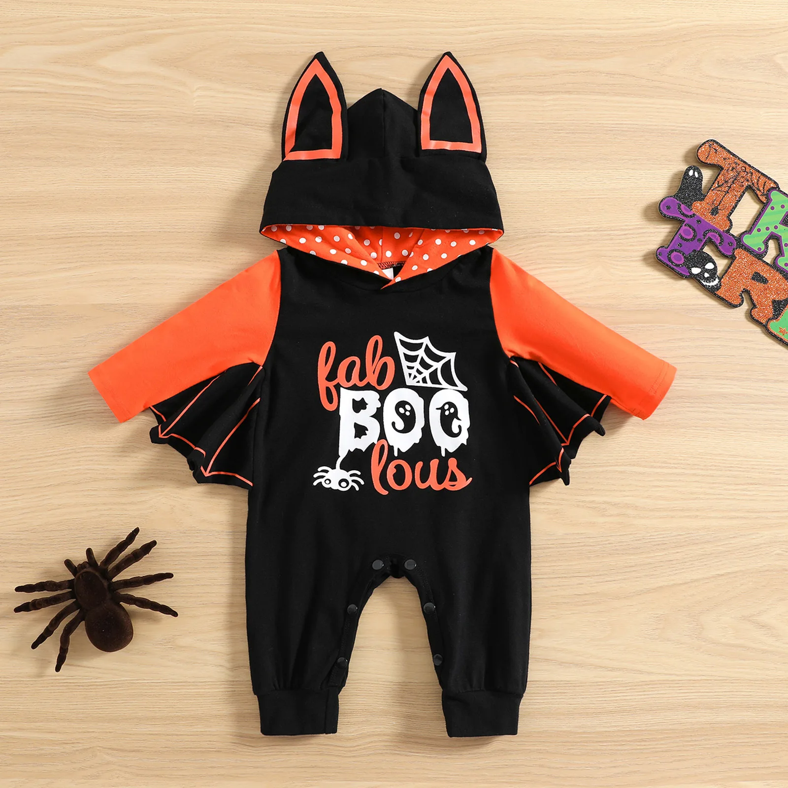 LZH New 2022 Halloween Pumpkin Romper Baby Autumn Jumpsuit Cute Bat Shape Long Sleeve Jumpsuit Baby Romper
