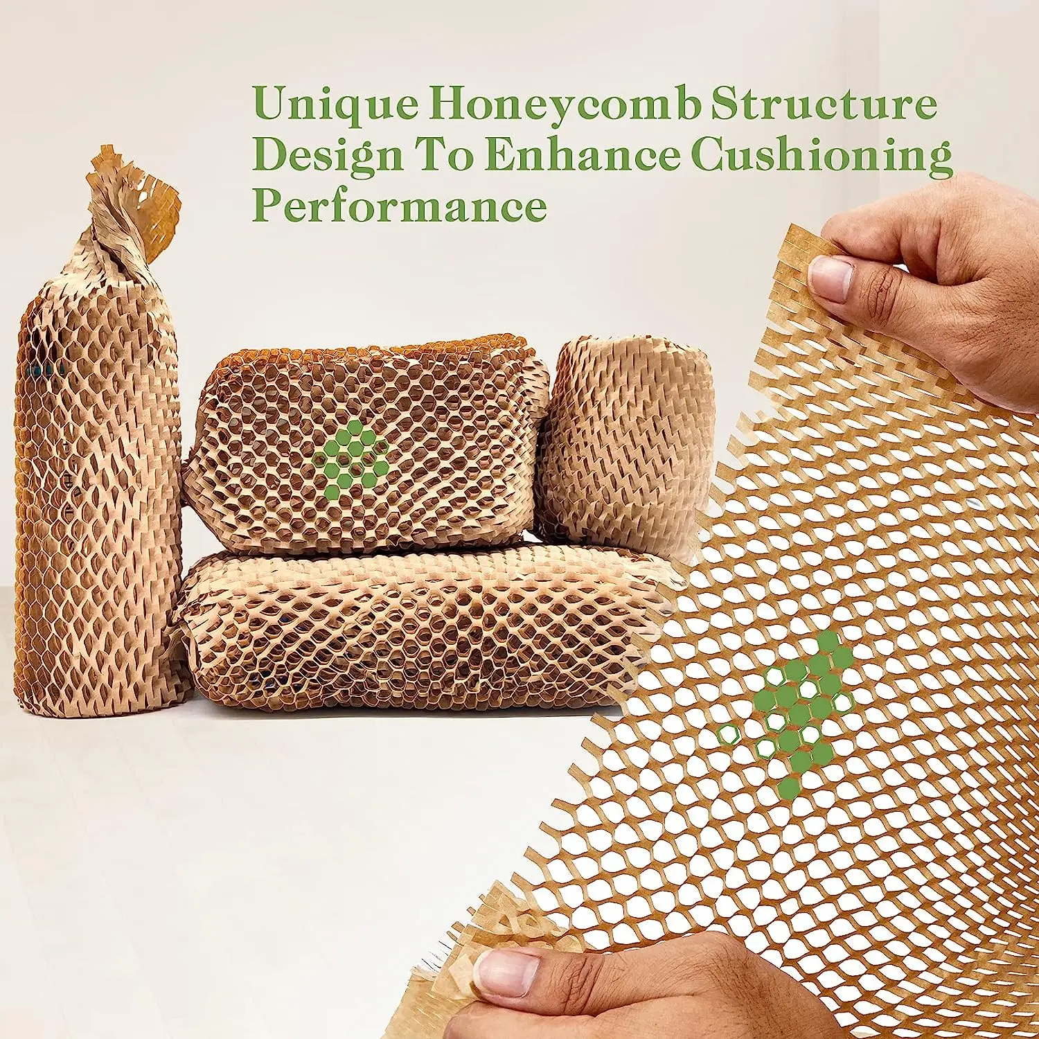 Mesh Honeycomb Perforated Wrap Paper Biodegradable Kraft Paper Cushioned Packaging Roll for Packing and Moving