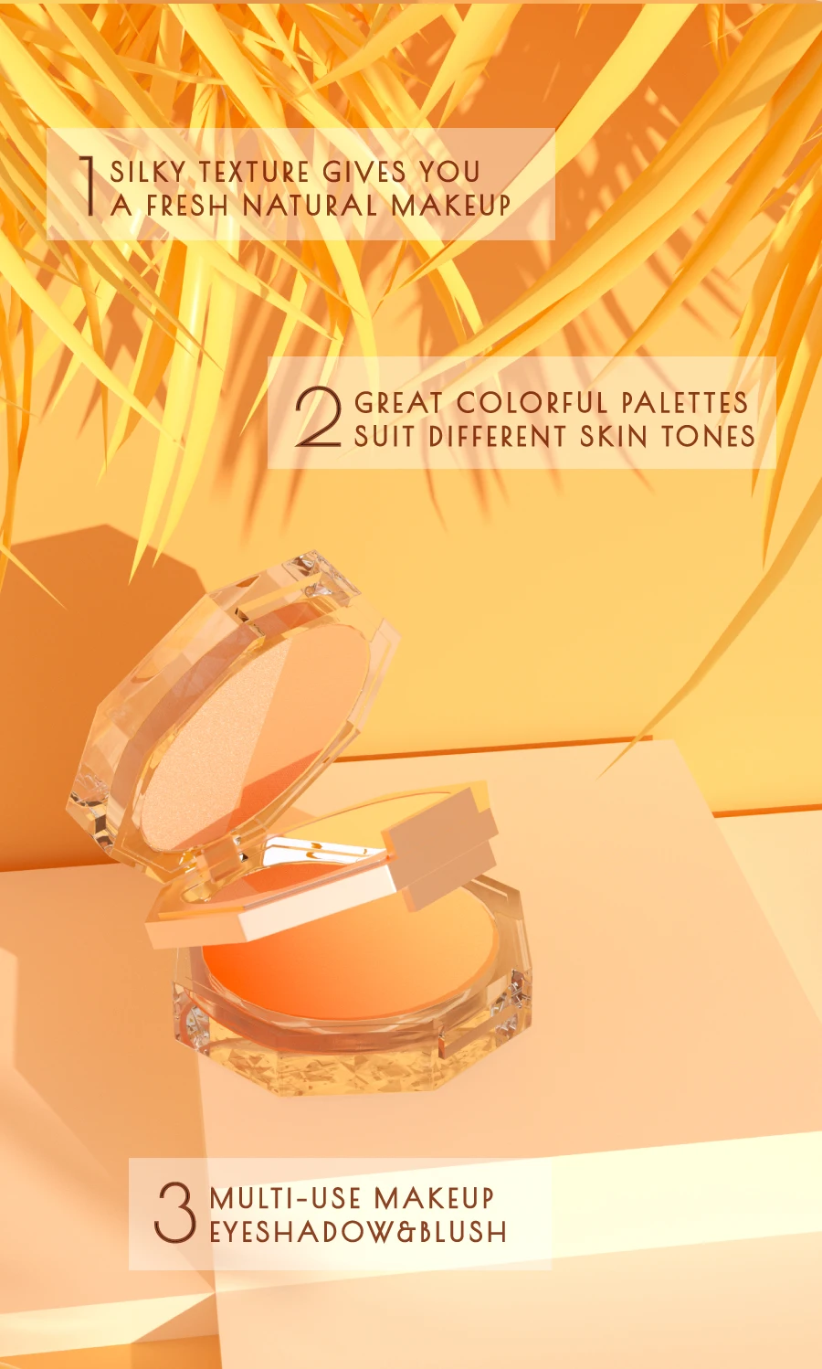 HOT whosale custom eye shadow and blush  all-in-one cosmetic powder highlighter blush palette