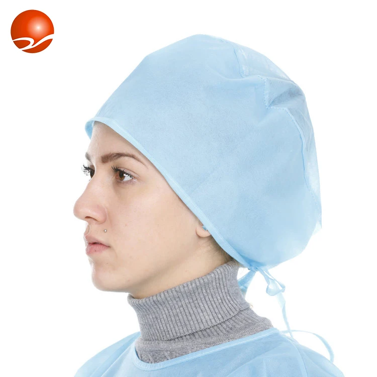Wholesale Disposable Non Woven Bouffant Doctor Cap with Tie for Hospital