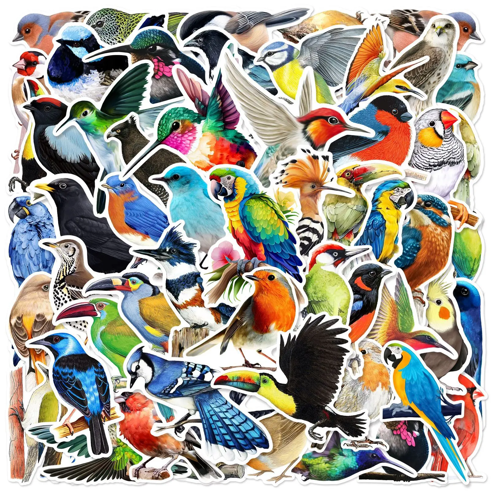 50Pcs Bird Stickers Realistic Zoo Animals Cool Graffiti Stickers For Children Refrigerator Water Bottles Stickers