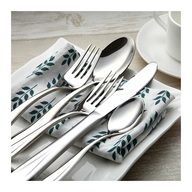 Low Price Custom silver stainless steel cutlery set stainless steel cutlery luxury spoon fork and knife set