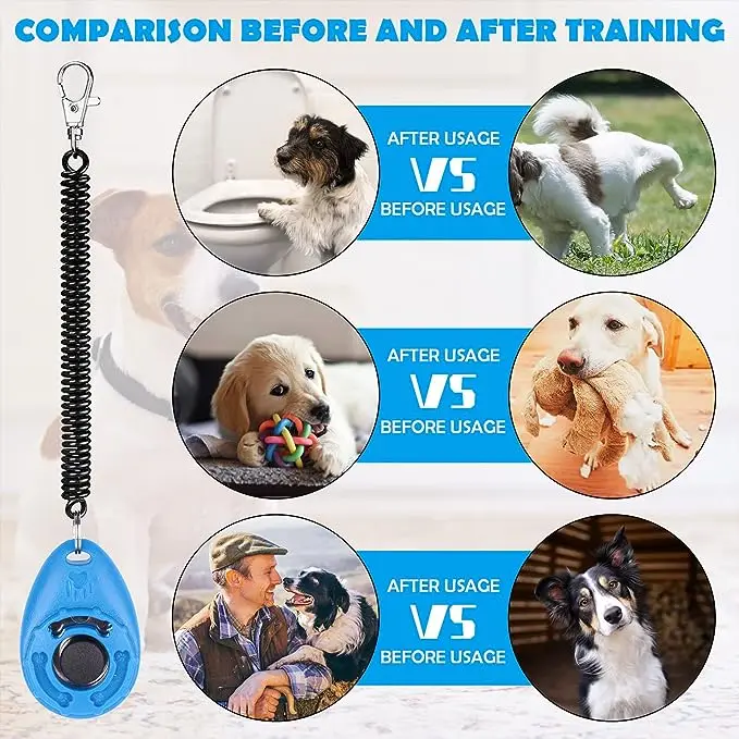 Factory direct wholesale multi-color pet training clicker with wrist strap - dog training clicker