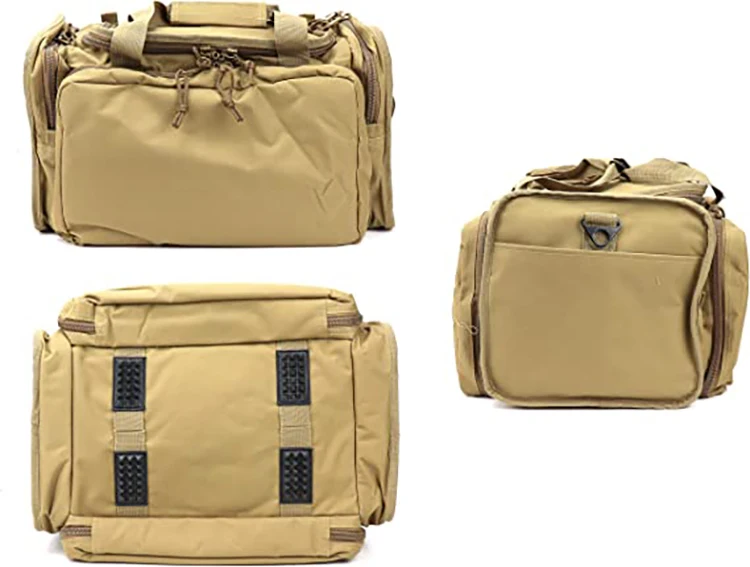 Tactical Range Bag with 9 Compartments and 2 Removable Pistol Pouches, Duffle Bag for Shooting, Hunting, or Traveling
