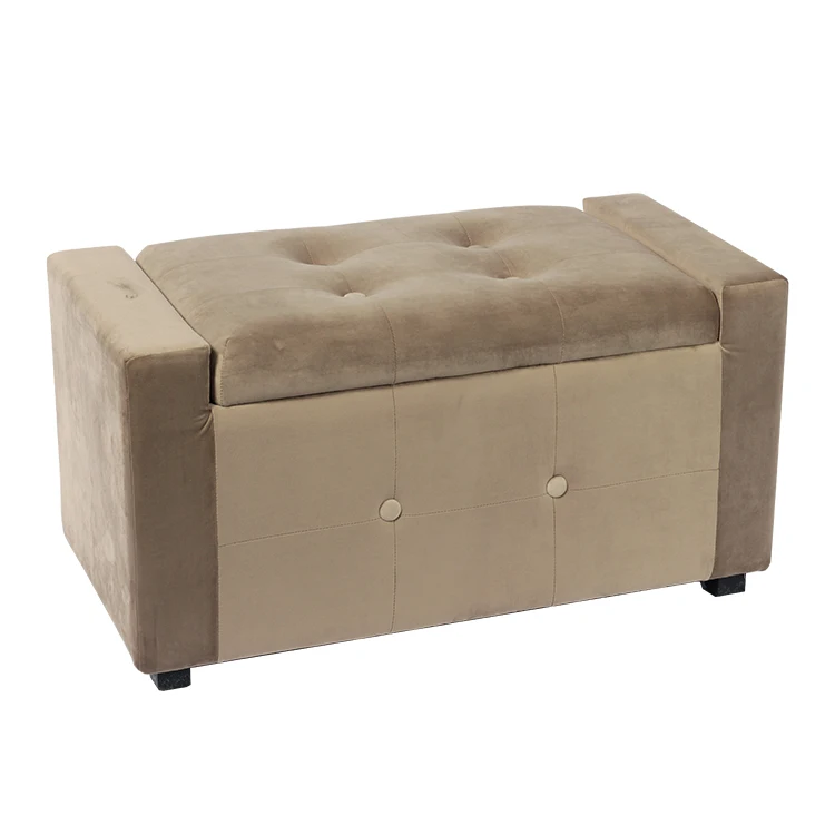 Foldable Tufted Upholstered Flip Top Storage Bench | Foot Rest Stool/Seat | Multipurpose Stool with Cushion Seat Lid