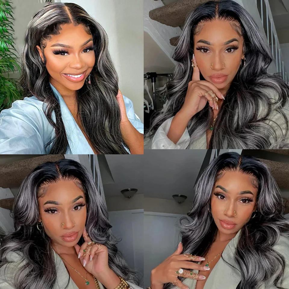 HD lace frontal highlight human hair wig oreo black and white highlighted lace wig raw indian cuticle aligned hair wig vendors