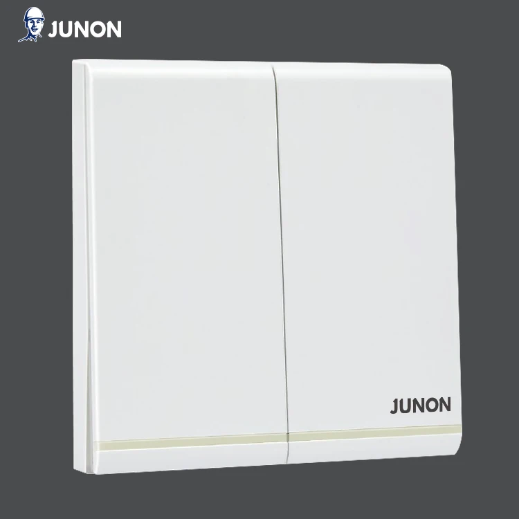 JUNON White 16A  2 Gang 1 Way Light Switch touch switch