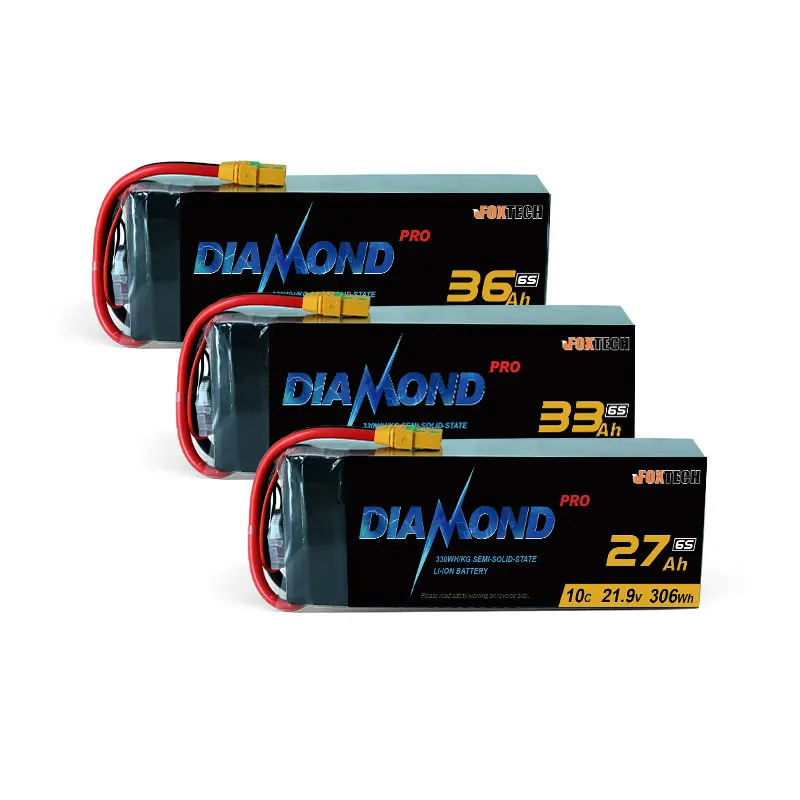 Custom Diamond Pro 330wh/kg Series 6S 12S 14S 27000mAh 33000mAh 36000mAh Semi Solid State Batteries Li-ion Battery Pack