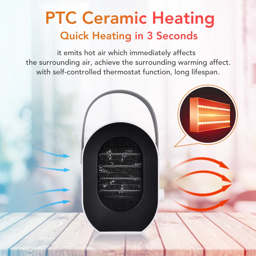 Home Office Winter PTC Tabletop Heated Small Portable Electric Fan Heater