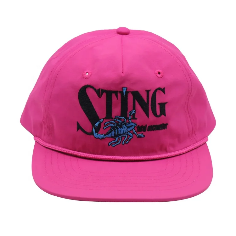 Custom Unstructured 5 Panel Blank/Embroidery Polyester Rope Quick Dry Nylon Hat