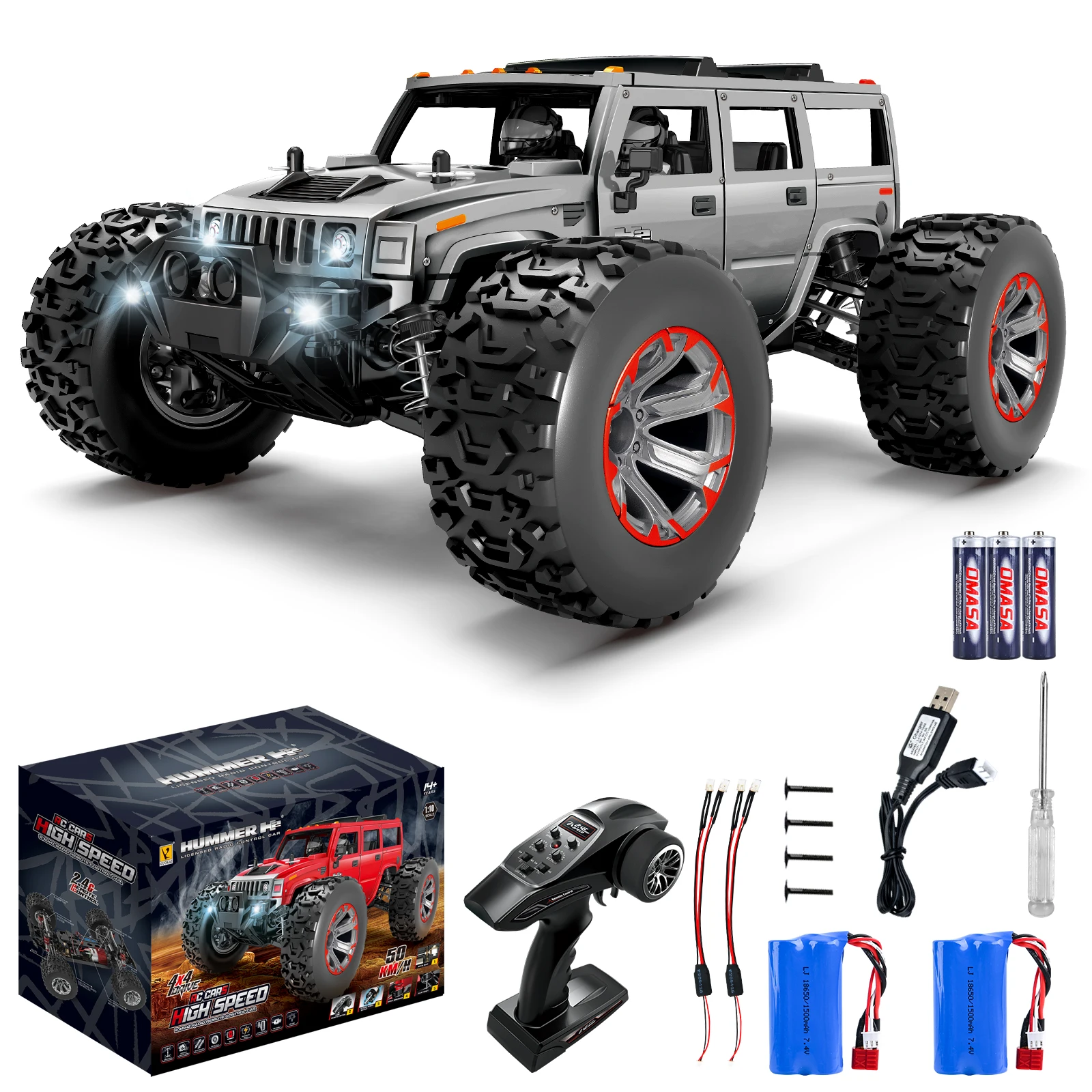 2.4G rc hummer h2 1:10 rc car hobby grade rc car off road 4wd voiture telecommande enfant jouet rechargeable 50km RC550 brushed